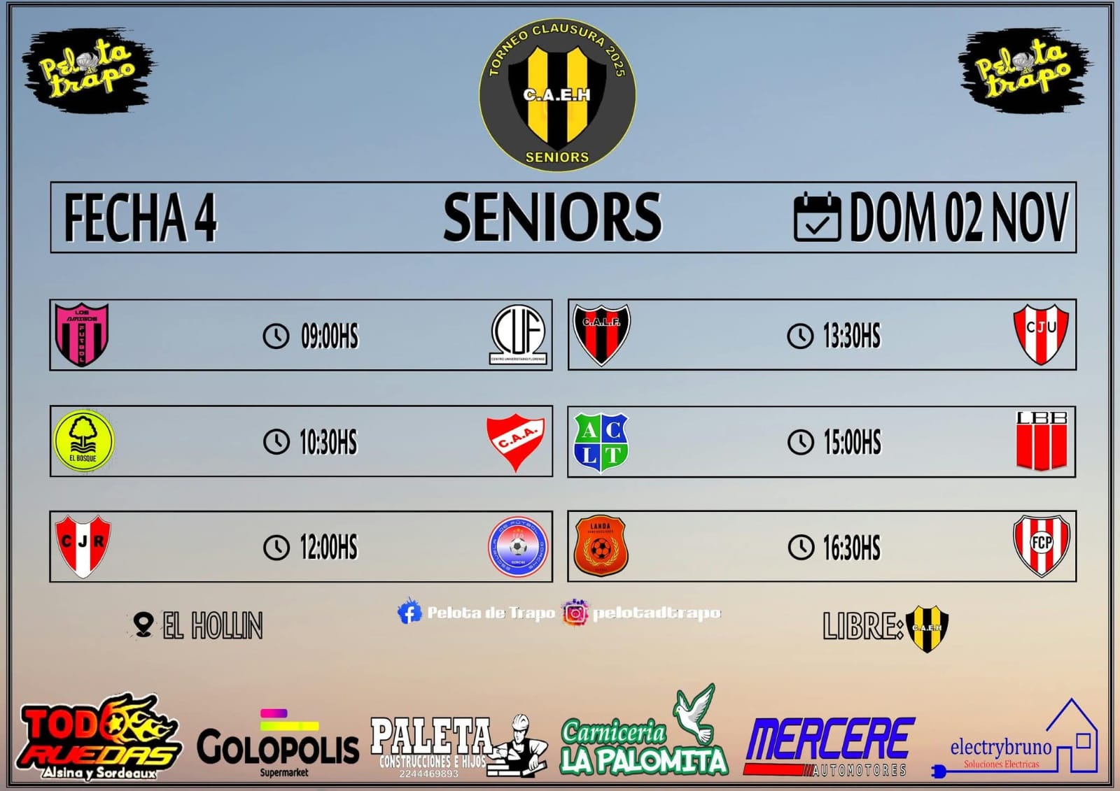 Vuelve A Rodar La Pasion, El Domingo Regresa El Futbol Senior Al Predio Del Hollin