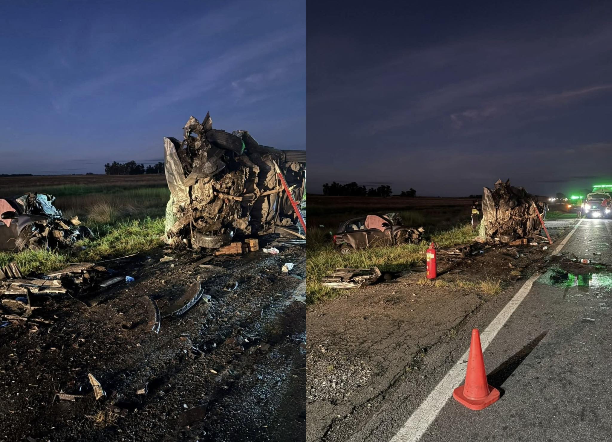 Impactantes imágenes aéreas-Tragedia en Ruta 3:  Violento choque frontal en el kilómetro 210