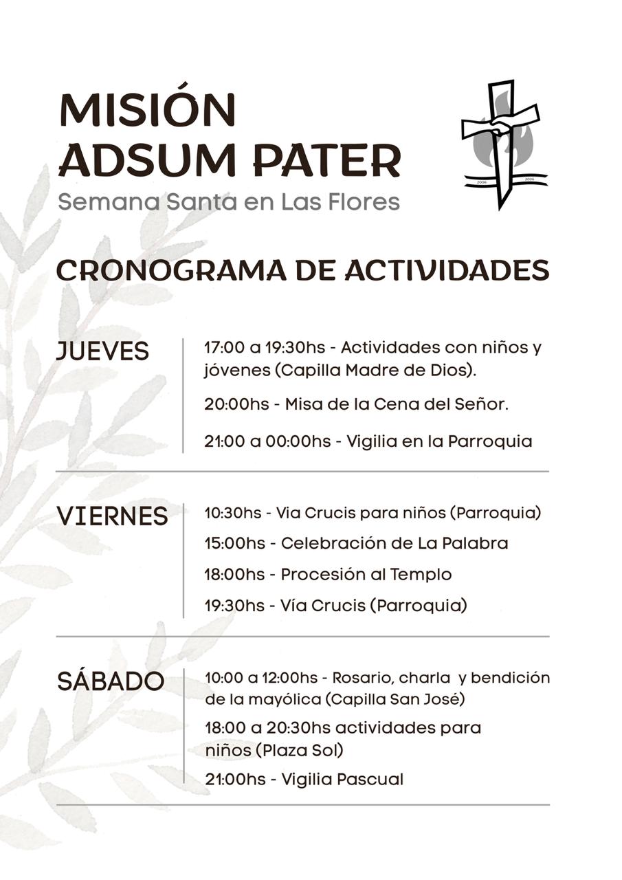 Semana Santa En Las Flores-Cronograma De Actividades